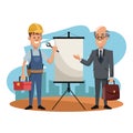 Worker and businessman cartoon Royalty Free Stock Photo