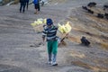 Worker carrying sulfur from Ijen volcano