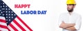 Worker celebration on labor day. American flag Royalty Free Stock Photo