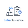 Worker and check list, medical insurance, labor safety, health protection