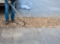 Worker committed to the repair of a large pit road