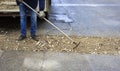 worker committed to the repair of a large pit road