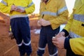 Worker are conducting writing self personal pre risk assessment Royalty Free Stock Photo