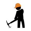 Worker construction with pick silhouette