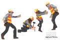 Worker construction team character cartoon acting of Civil engineering 2 in 4
