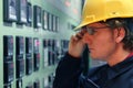 Worker in a Control Room Royalty Free Stock Photo