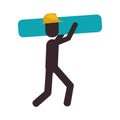 Worker contruction carrying material graphic