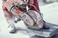 Worker cutting marble tile with electric hand saw 2 Royalty Free Stock Photo