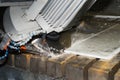 Worker cutting metal ,stone production,beautiful stone cutting Royalty Free Stock Photo