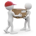 Worker delivering a package to a businessman Royalty Free Stock Photo