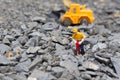 Worker digging ground ,under construction. Royalty Free Stock Photo