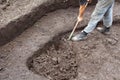 Worker digging a pit. Close up. Royalty Free Stock Photo