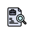 Worker, Document, Search, Jobs Flat Color Icon. Vector icon banner Template