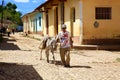 Worker and Donkey, Colorful Cuban Neighborhood