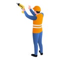 Worker with drill icon, isometric style Royalty Free Stock Photo