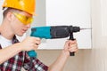 Worker with drill Royalty Free Stock Photo
