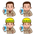 Worker drinking water