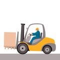 Worker driver of a forklift loader vector illustration flat Royalty Free Stock Photo