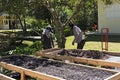 Worker drying coffee beans in a coffee factory in bouquete panama