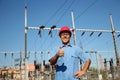 Worker at an Electrical Substation