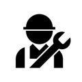 Worker engineer icon, Repair man sign, Maintenance service logo, Technician mechanic avatar