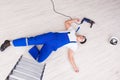 The worker after falling from height - unsafe behavior Royalty Free Stock Photo