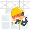 Worker falling from high. Workplace accident or construction safety concept