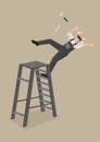 Worker Falling from Ladder Vector Illustration