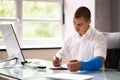 Worker Filling Social Security Benefits Royalty Free Stock Photo