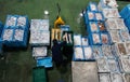 Worker on fish market