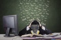 Worker with gas mask and tax documents Royalty Free Stock Photo