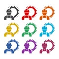 Worker gear icon or logo, color set Royalty Free Stock Photo