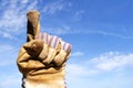 Worker Giving the Number One Sign Royalty Free Stock Photo