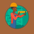 Worker with hammer drill vector illustration.