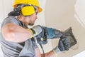 Worker with Hammer Drill Royalty Free Stock Photo