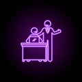 worker with happy boss neon icon. Elements of People in the work set. Simple icon for websites, web design, mobile app, info