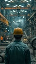 Worker in hard hat at industrial plant Royalty Free Stock Photo