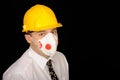 Worker with hardhat and mask