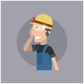 worker with head torch and spectacles. Vector illustration decorative design