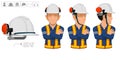 worker with helmet and earmuffs no use on white background Royalty Free Stock Photo
