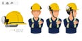 worker with helmet and earmuffs no use on white background Royalty Free Stock Photo