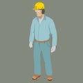 Worker in a helmet and safety glasses vector Royalty Free Stock Photo