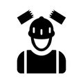 Worker, helmet, strike icon. Black vector greaphics