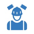 Worker, helmet, strike icon. Blue color design