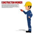 Worker hold the walkie talkie