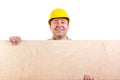 Worker holding a plywood Royalty Free Stock Photo