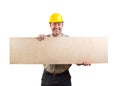 Worker holding a plywood Royalty Free Stock Photo