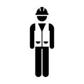 Worker Icon Vector Male Service Person of Building Construction Workman With Hardhat Helmet and Jacket in Glyph Pictogram Symbol Royalty Free Stock Photo