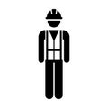 Worker Icon Vector Male Service Person of Building Construction Workman With Hardhat Helmet and Jacket in Glyph Pictogram Symbol Royalty Free Stock Photo