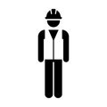 Worker Icon Vector Male Service Person of Building Construction Workman With Hardhat Helmet and Jacket in Glyph Pictogram Symbol Royalty Free Stock Photo